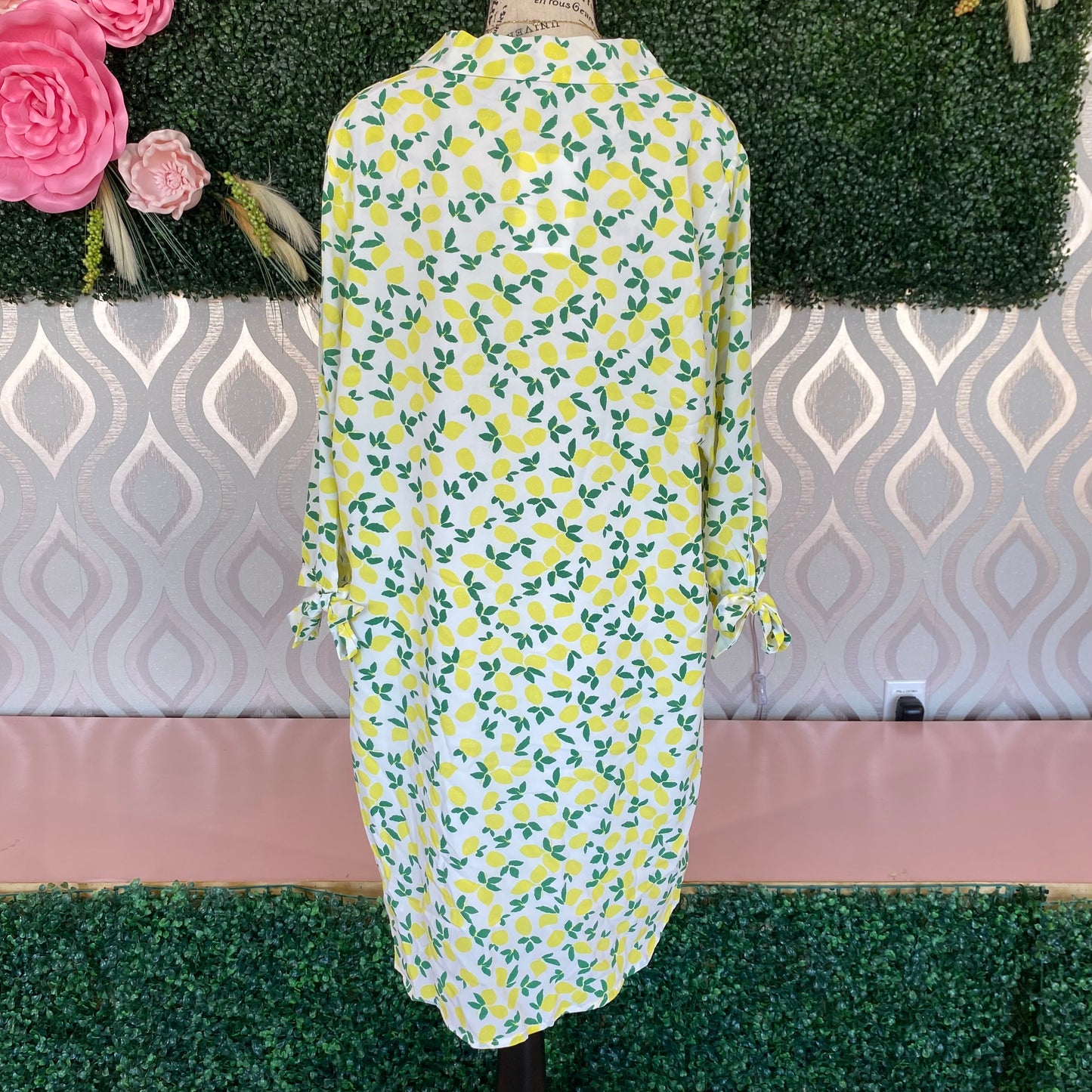 A1309 Lemon Tie Cuff Dress