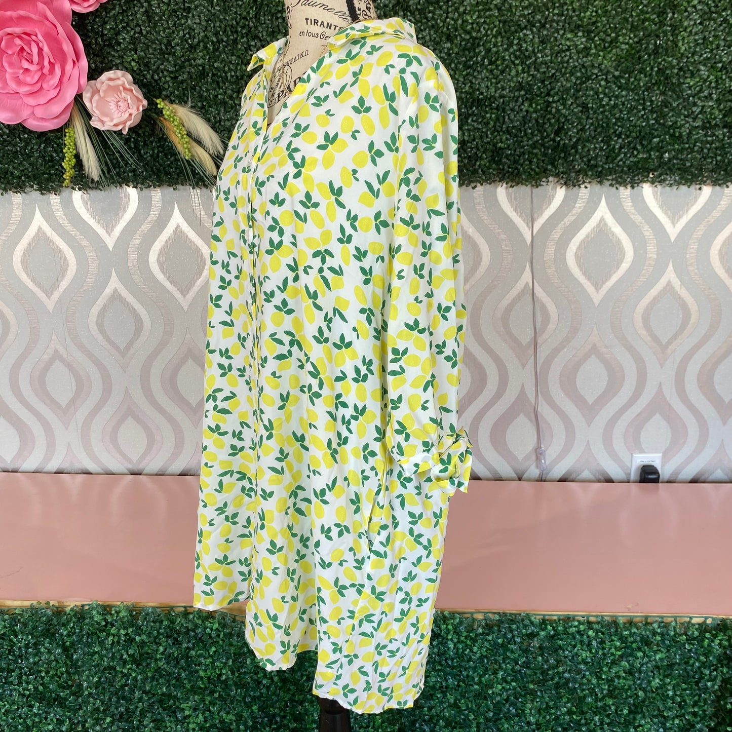 A1309 Lemon Tie Cuff Dress