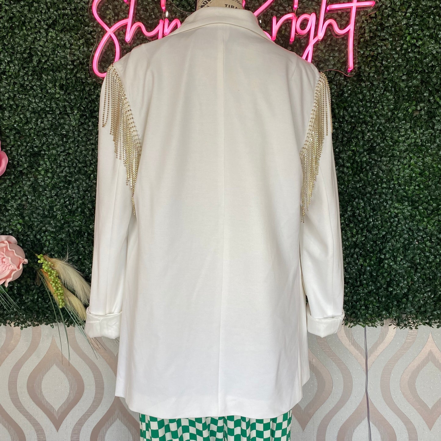A1016 Ivory Blazer w/Rhinestone Shoulders