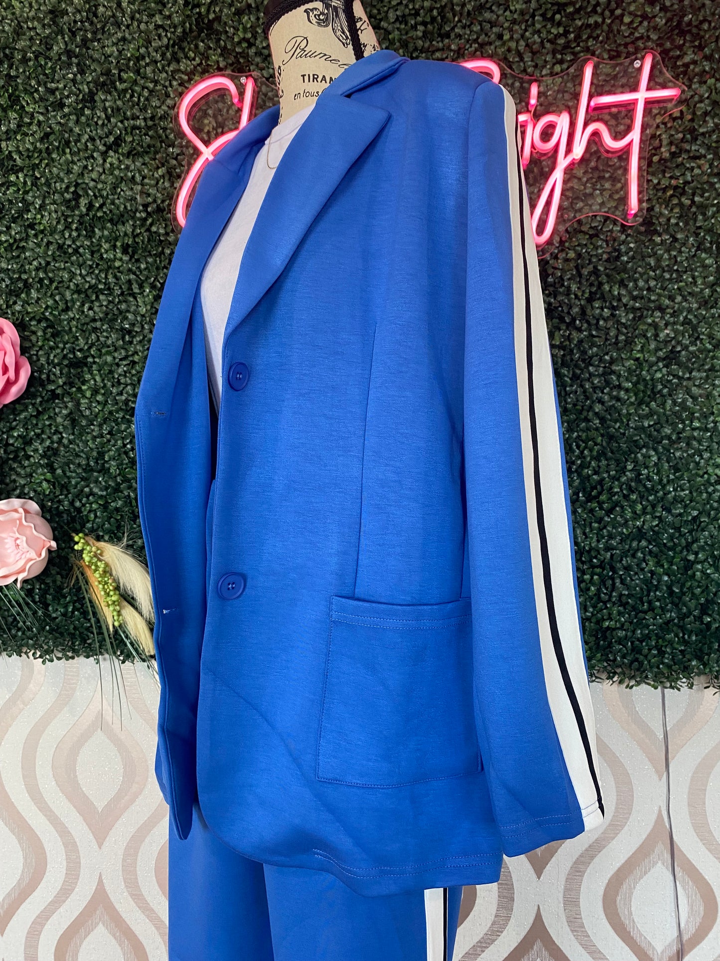 A1394 Blue blazer sweat set