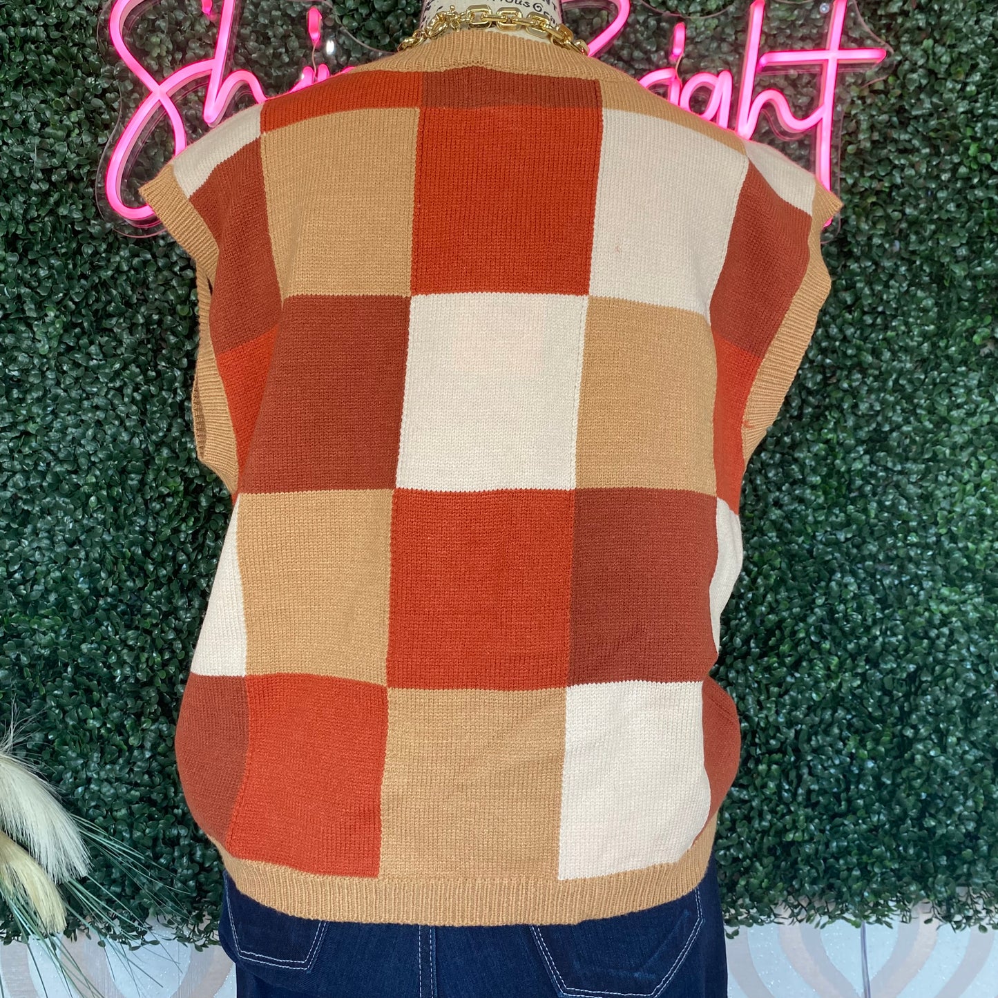 A1263 Rust Color Block Sweater Vest