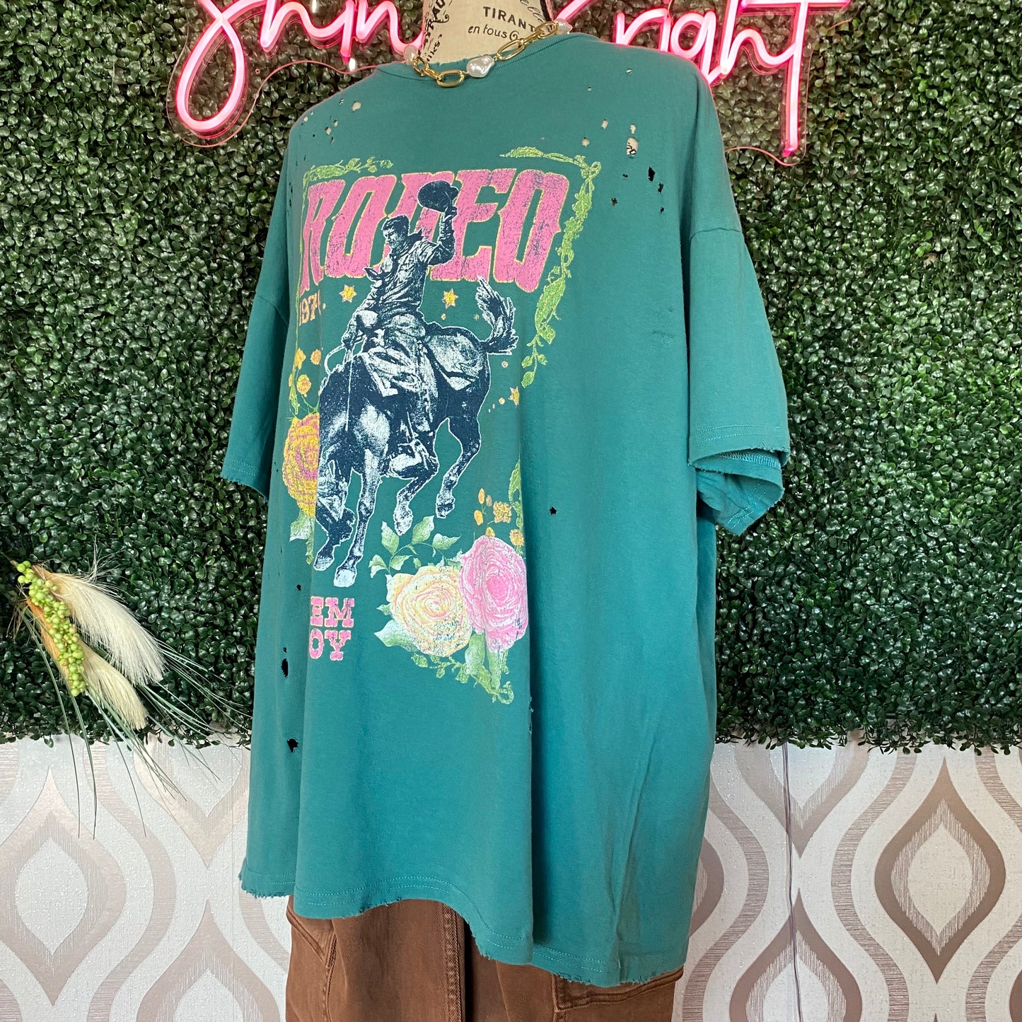 A1383 Teal vintage rodeo tshirt