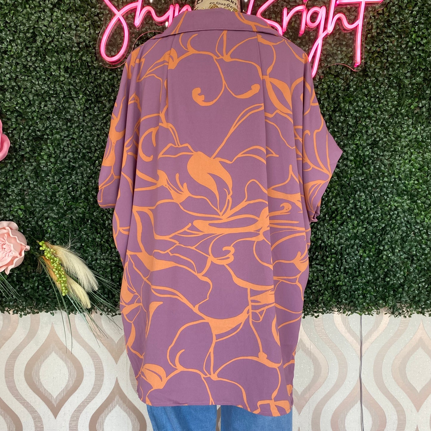 A1093 Purple and Orange Swirl Top