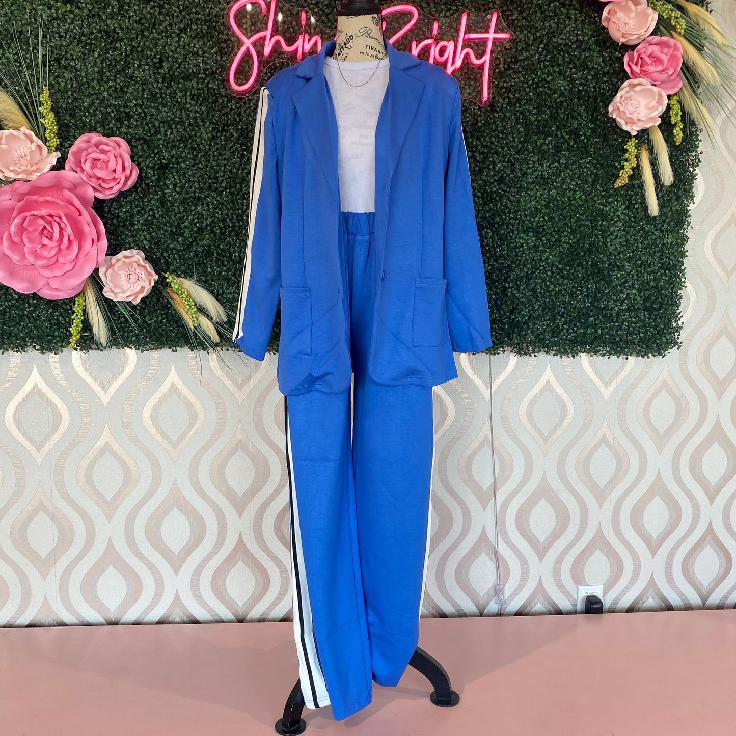 A1394 Blue blazer sweat set