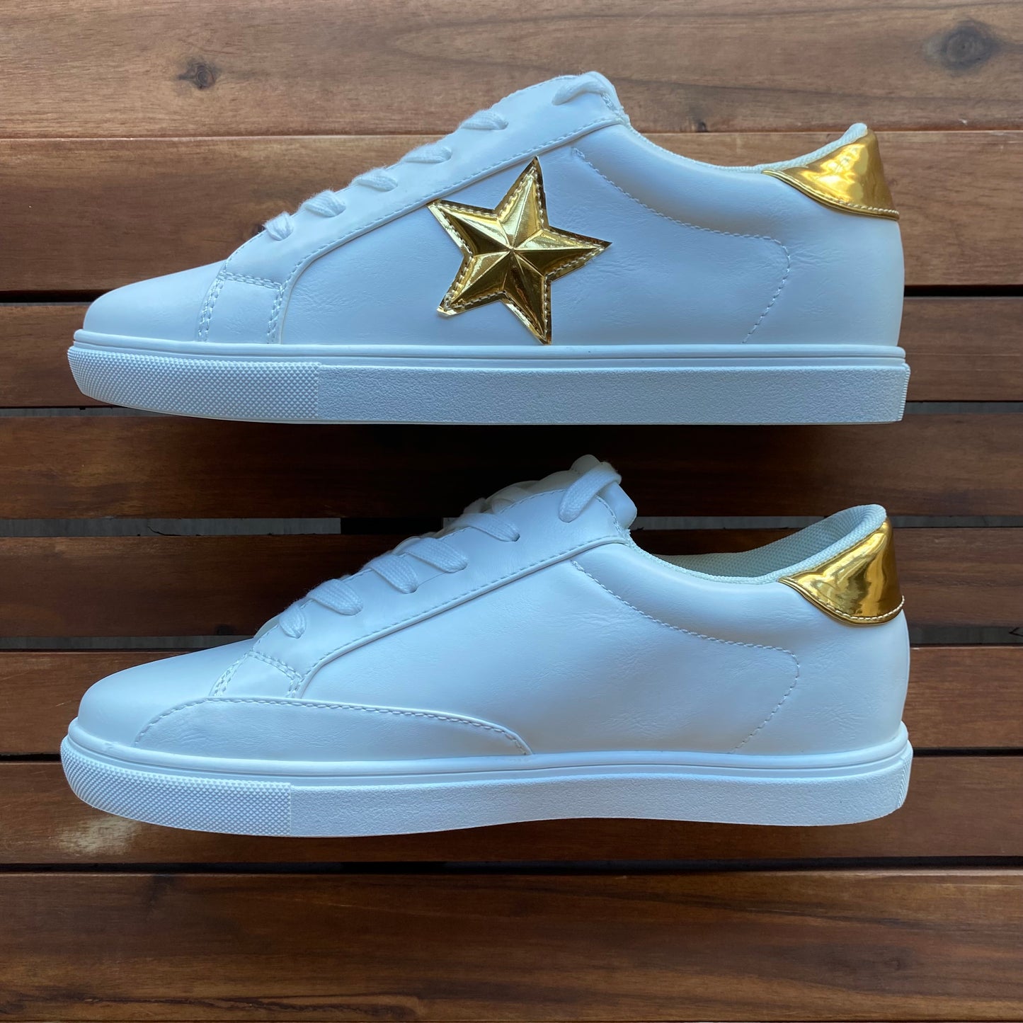 S726 Gold Star White Sneakers