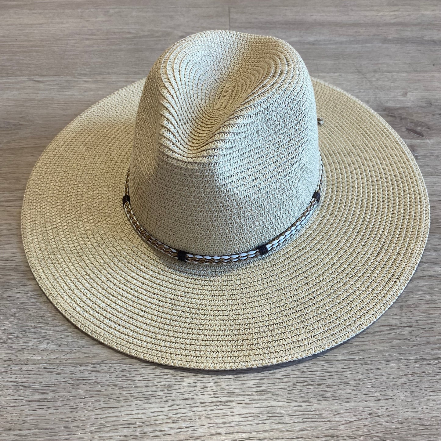 H110 Cream woven fedora