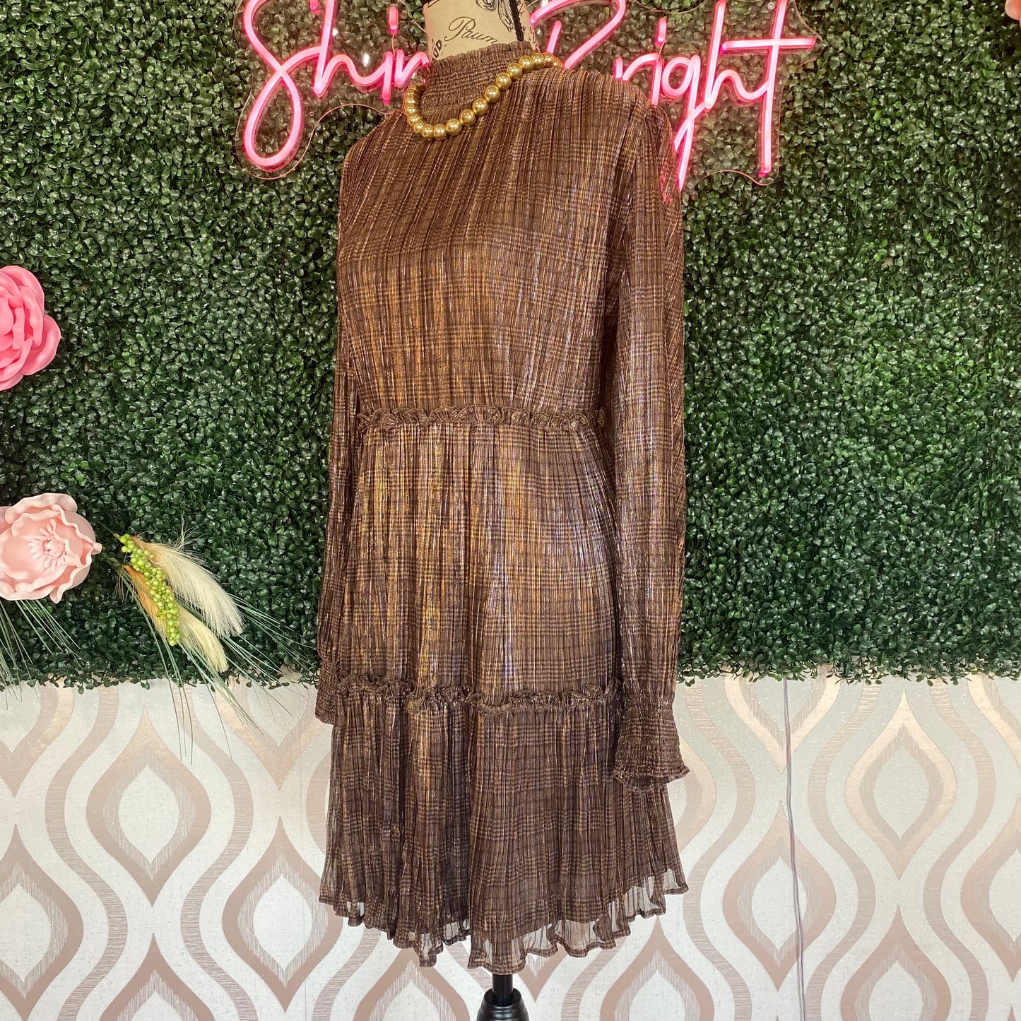 A1256 Brown Chiffon Dress