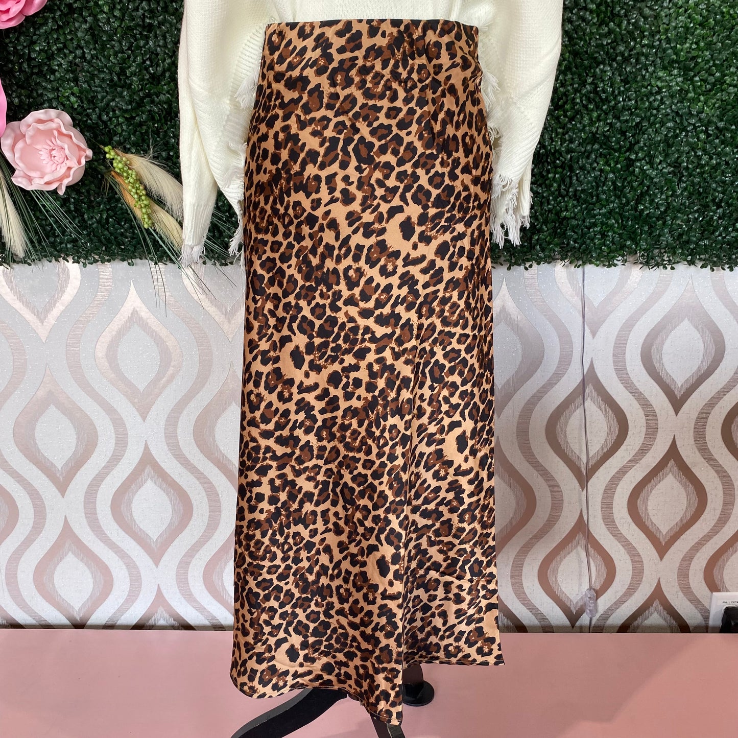 A1382 Leopard print maxi skirt