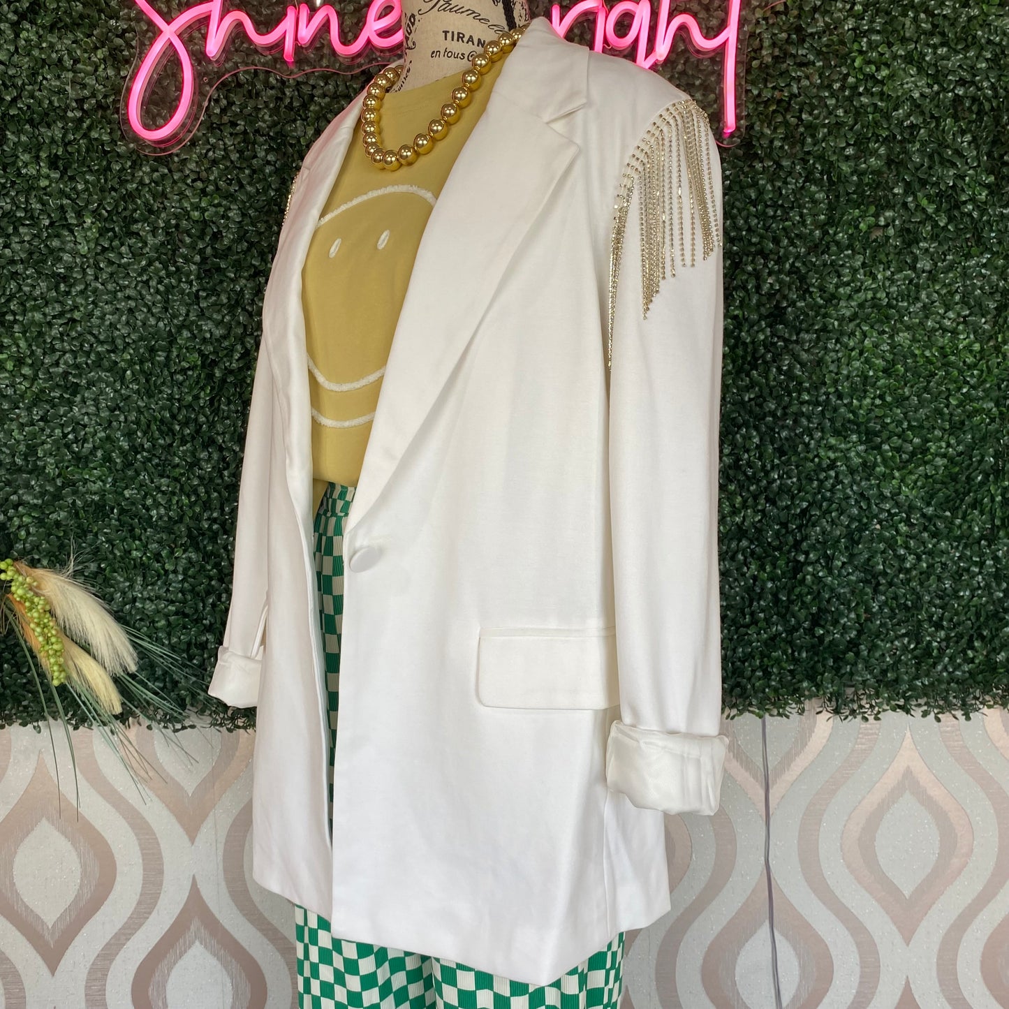 A1016 Ivory Blazer w/Rhinestone Shoulders