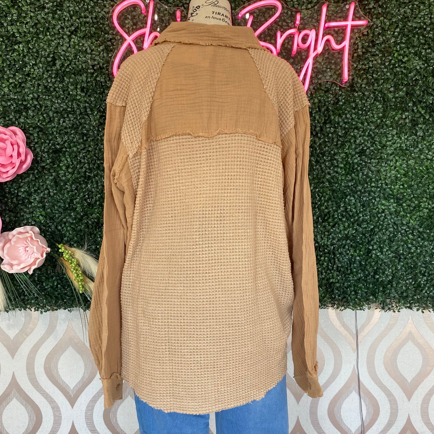 A1218 Tan Corduroy Shacket