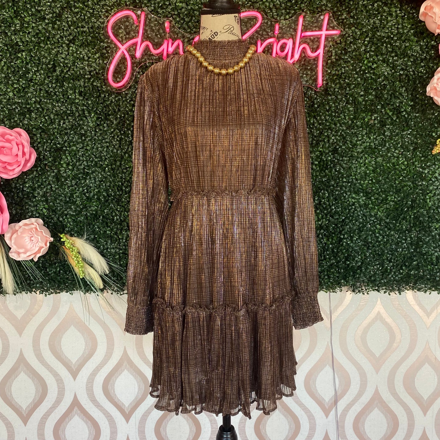 A1256 Brown Chiffon Dress