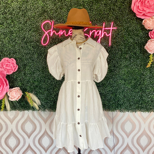 A1153 Ivory Button Down Dress