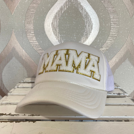 H105 White "mama" trucker hat