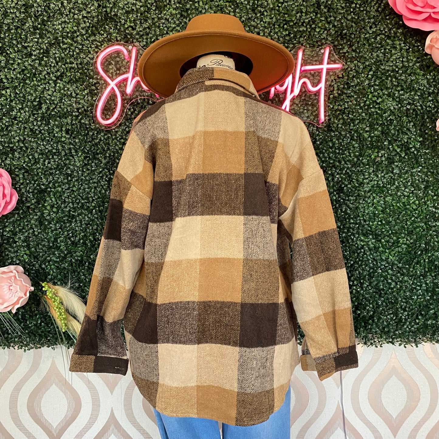 A1064 Brown Plaid Shacket